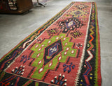 Vintage Maras Kilim Runner 3ftx12.3ft