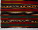 Vintage mini kilim rug in room decor setting, kilim, Turkish rug, vintage rug, portland, rug shop, bright colors, wild shaman, soft rug, bold color, Portland, Oregon, rug store, rug shop, local shop