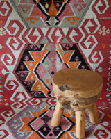 Vintage kilim rug in living room setting, old rug, antique rug, pastel colors, faded colors, Turkish rug, vintage rug, soft rug, Portland, Oregon, rug store, rug shop, local shop, earthy tones, earthy colors, warm colors