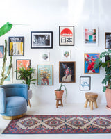 Vintage Turkish runner rug in living room setting, old rug, antique rug, pastel colors, faded colors, Turkish rug, vintage rug, soft rug, Portland, Oregon, rug store, rug shop, local shop