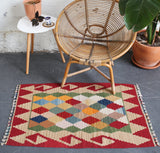 pile rug, Turkish rug, vintage rug, portland, rug shop, bright colors, wild shaman, area rug, red rug, mini rug, bold color, Portland, Oregon, rug store, rug shop, local shop, flat weave, kilim rug