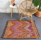 pile rug, Turkish rug, vintage rug, portland, rug shop, bright colors, wild shaman, area rug, red rug, mini rug, bold color, Portland, Oregon, rug store, rug shop, local shop, flat weave, kilim rug