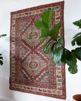 Vintage Turkish rug in living room setting, old rug, antique rug, pastel colors, faded colors, Turkish rug, vintage rug, soft rug, Portland, Oregon, rug store, rug shop, local shop