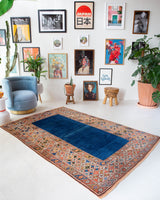 Vintage Turkish rug in a living room setting, pile rug, Turkish rug, vintage rug, portland, rug shop, bright colors, wild shaman, soft rug, bold color, Portland, Oregon, rug store, rug shop, local shop, antique rug