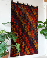 Vintage Turkish rug in a living room setting, pile rug, Turkish rug, vintage rug, portland, rug shop, bright colors, wild shaman, soft rug, bold color, Portland, Oregon, rug store, rug shop, local shop, shag rug, shaggy, plush,tulu rugs