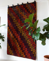 Vintage Turkish rug in a living room setting, pile rug, Turkish rug, vintage rug, portland, rug shop, bright colors, wild shaman, soft rug, bold color, Portland, Oregon, rug store, rug shop, local shop, shag rug, shaggy, plush,tulu rugs