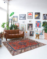 Vintage Turkish rug in living room setting, old rug, antique rug, pastel colors, faded colors, Turkish rug, vintage rug, soft rug, Portland, Oregon, rug store, rug shop, local shop