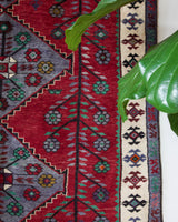 Vintage Turkish rug in a living room setting, pile rug, Turkish rug, vintage rug, portland, rug shop, bright colors, wild shaman, soft rug, bold color, Portland, Oregon, rug store, rug shop, local shop, antique rug