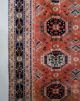 Vintage Turkish rug in a living room setting, pile rug, Turkish rug, vintage rug, portland, rug shop, bright colors, wild shaman, soft rug, bold color, Portland, Oregon, rug store, rug shop, local shop,