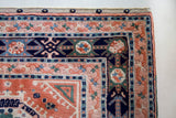 Vintage Turkish rug in a living room setting, pile rug, Turkish rug, vintage rug, portland, rug shop, bright colors, wild shaman, soft rug, bold color, Portland, Oregon, rug store, rug shop, local shop,