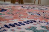 Vintage Turkish rug in a living room setting, pile rug, Turkish rug, vintage rug, portland, rug shop, bright colors, wild shaman, soft rug, bold color, Portland, Oregon, rug store, rug shop, local shop,