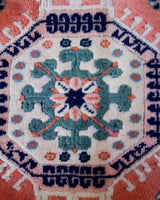 Vintage Turkish rug in a living room setting, pile rug, Turkish rug, vintage rug, portland, rug shop, bright colors, wild shaman, soft rug, bold color, Portland, Oregon, rug store, rug shop, local shop,