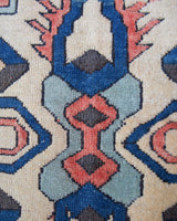 Vintage Turkish rug in living room setting, old rug, antique rug, pastel colors, faded colors, Turkish rug, vintage rug, soft rug, Portland, Oregon, rug store, rug shop, local shop