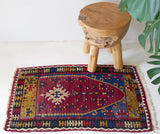 pile rug, Turkish rug, vintage rug, portland, rug shop, bright colors, wild shaman, area rug, red rug, mini rug, bold color, Portland, Oregon, rug store, rug shop, local shop, flat weave, kilim rug