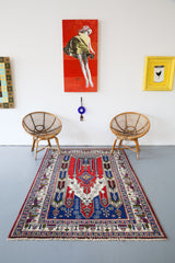 Vintage Kayseri Prayer Rug 4.10ftx7.7ft