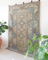 old rug, antique rug, earthy colors, faded colors, Turkish rug, vintage rug, worn out rug, distressed rug, Portland, Oregon, rug store, rug shop, local shop, pile rug, cool colors, light colors