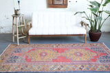 Vintage Turkish Faded Anatolian Rug 4.3ftx8.2ft