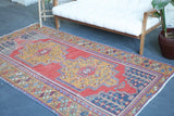 Vintage Turkish Faded Anatolian Rug 4.3ftx8.2ft