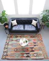 old rug, antique rug, earthy colors, faded colors, Turkish rug, vintage rug, flat weave, kilim rug, large area rug, square rug, Wild Shaman, Portland, Oregon, rug store, rug shop, local shop