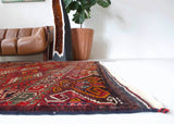old rug, antique rug, Turkish rug, Portland, Oregon, rug store, rug shop, local shop, bright colors, wild shaman, large rug, area rug, red rug, bold color, burgundy, dark red, soft rug
