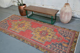 Vintage Turkish Faded Anatolian Rug 3.5ftx8.7ft