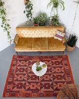 orange, green, bright color, antique, oushak rug, portland rug shop, rug store, wild shaman