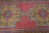 Vintage Turkish Faded Anatolian Rug 3.5ftx8.7ft