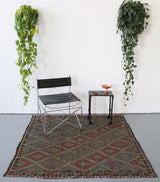 old rug, antique rug, earthy colors, faded colors, Turkish rug, vintage rug, flat weave, kilim rug, large area rug, square rug, Wild Shaman, Portland, Oregon, rug store, rug shop, local shop