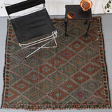 old rug, antique rug, earthy colors, faded colors, Turkish rug, vintage rug, flat weave, kilim rug, large area rug, square rug, Wild Shaman, Portland, Oregon, rug store, rug shop, local shop