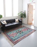 old rug, antique rug, earthy colors, faded colors, Turkish rug, vintage rug, flat weave, kilim rug, large area rug, square rug, Wild Shaman, Portland, Oregon, rug store, rug shop, local shop