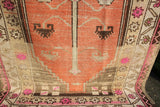 Vintage Faded Anatolian Turkish Rug 4x6.6ft