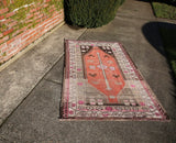 Vintage Faded Anatolian Turkish Rug 4x6.6ft