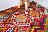 Turkish rug, vintage rug, flat weave, kilim rug, large area rug, square rug, Wild Shaman, Portland, Oregon, rug store, rug shop, local shop,  bright colors, area rug, bold color