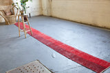 Vintage Overdyed Isparta Runner Rug in red/burgundy 1.7ftx16.9ft