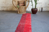 Vintage Overdyed Isparta Runner Rug in red/burgundy 1.7ftx16.9ft