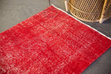 Vintage Overdyed Isparta Runner Rug in red 2.6ftx16.8ft