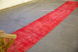 Vintage Overdyed Isparta Runner Rug in red 2.6ftx16.8ft
