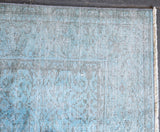 Vintage Overdyed Isparta Rug in Ice Blue 6ftx9ft