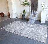 Vintage Overdyed Isparta Rug in Light Gray 5.8ftx8.7ft