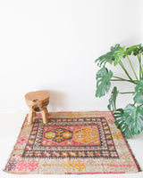 old rug, antique rug, earthy colors, faded colors, Turkish rug, vintage rug, flat weave, kilim rug, large area rug, square rug, Wild Shaman, Portland, Oregon, rug store, rug shop, local shop