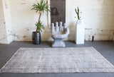Vintage Overdyed Isparta Rug in Light Gray 5.8ftx8.7ft