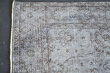 Vintage Overdyed Isparta Rug in Light Gray 5.8ftx8.7ft