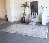 Vintage Overdyed Isparta Rug in Light Gray 5.8ftx8.7ft