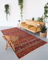 Turkish rug, vintage rug, flat weave, kilim rug, large area rug, square rug, Wild Shaman, Portland, Oregon, rug store, rug shop, local shop, bright colors, area rug, red rug, bold color