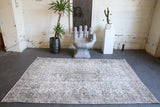 Vintage Overdyed Isparta Rug in Dark Gray 5.2ftx8.9ft