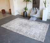 Vintage Overdyed Isparta Rug in Dark Gray 5.2ftx8.9ft