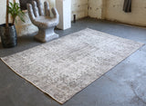 Vintage Overdyed Isparta Rug in Dark Gray 5.2ftx8.9ft