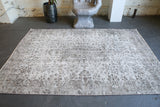 Vintage Overdyed Isparta Rug in Dark Gray 5.2ftx8.9ft