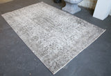 Vintage Overdyed Isparta Rug in Dark Gray 5.2ftx8.9ft