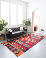 Turkish rug, vintage rug, flat weave, kilim rug, large area rug, square rug, Wild Shaman, Portland, Oregon, rug store, rug shop, local shop, bright colors, area rug, red rug, bold color